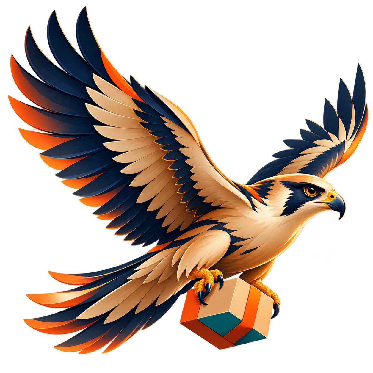 Arabian eagle carrying a GulfDelivery parcel